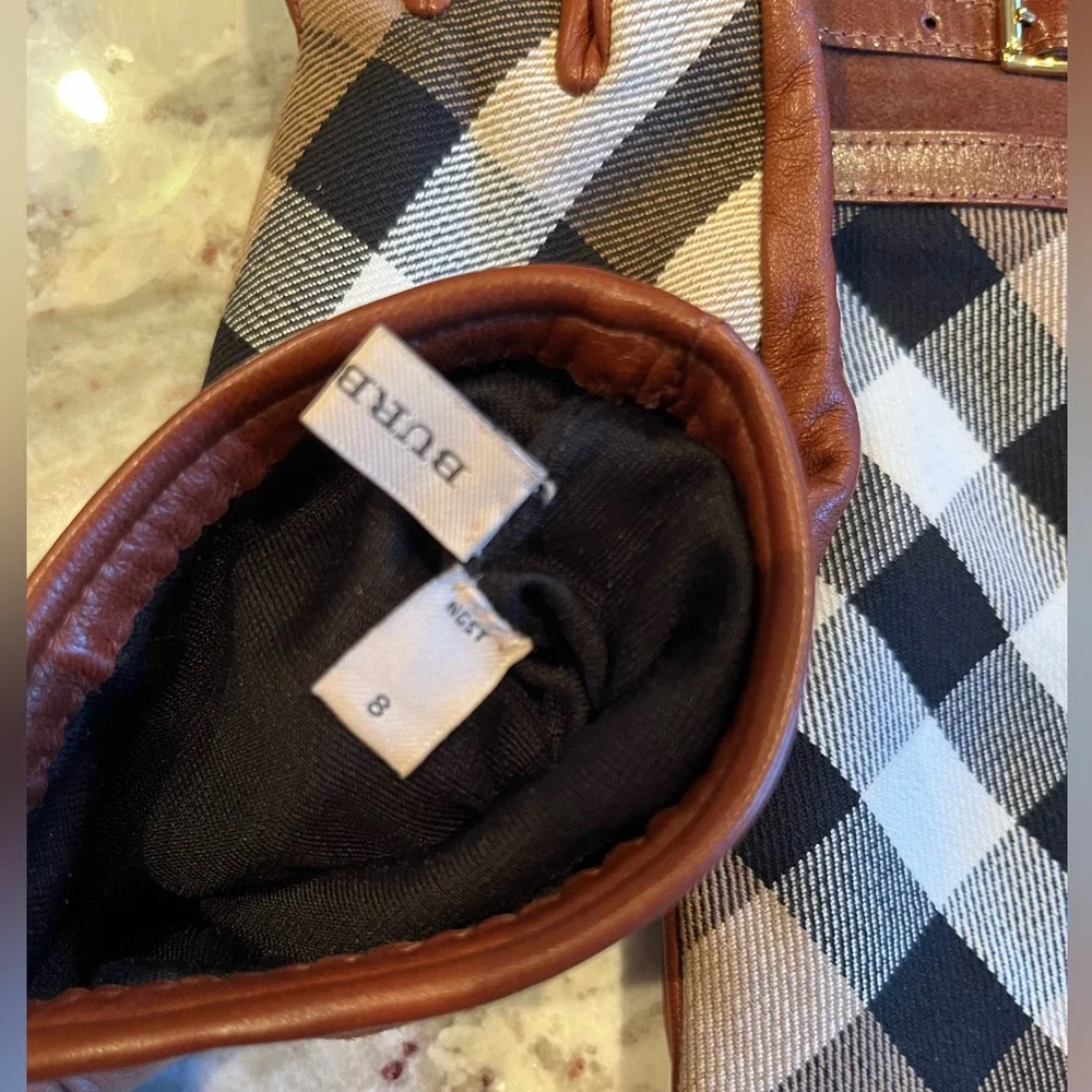 Burberry house check Leather Gloves - Picture 4 of 5